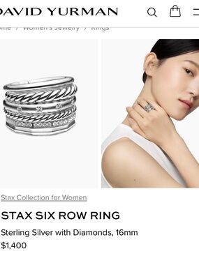 David Yurman Sterling Silver Multi-Row Diamond Stax Ring